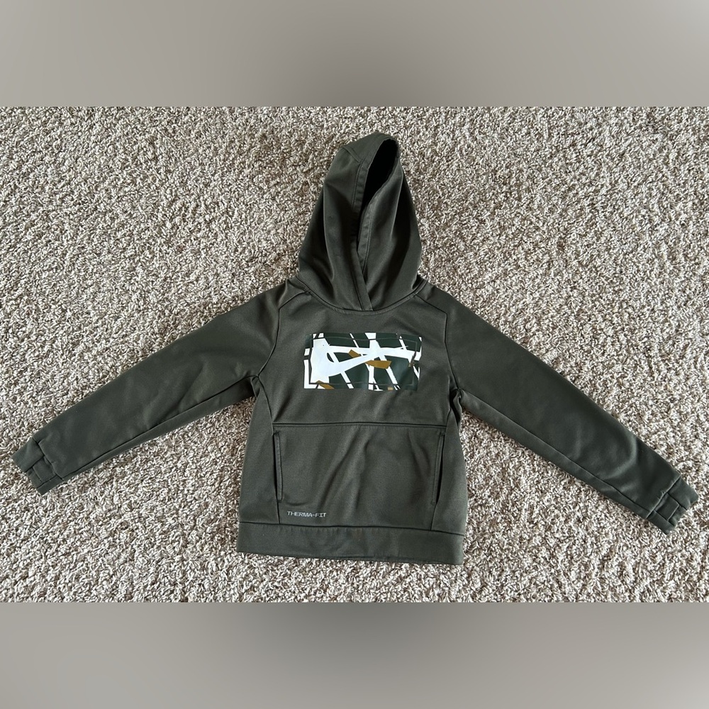Nike Kids Olive Hoodie with Graphic Design